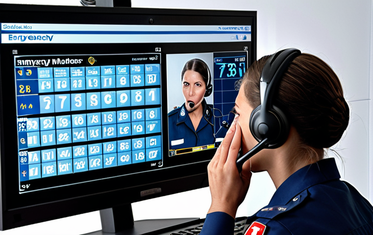 **A Swiss emergency dispatcher answering a call, with a screen displaying the emergency numbers 117, 118, and
