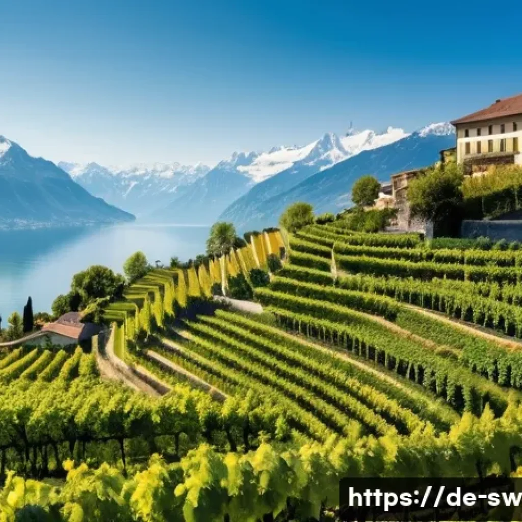 스위스 와인과 포도 품종 - A breathtaking panoramic view of the Lavaux terraced vineyards in Switzerland, designated as a UNESC...