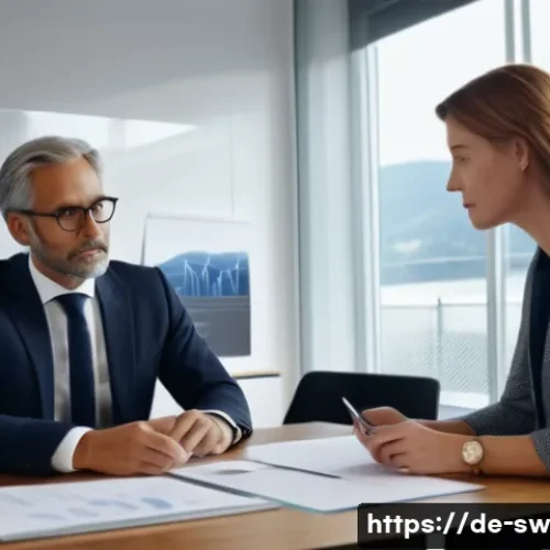 스위스에서 법률 문제 발생 시 해결법 - A professional Swiss legal consultation scene inside a modern office, showing a diverse middle-aged ...